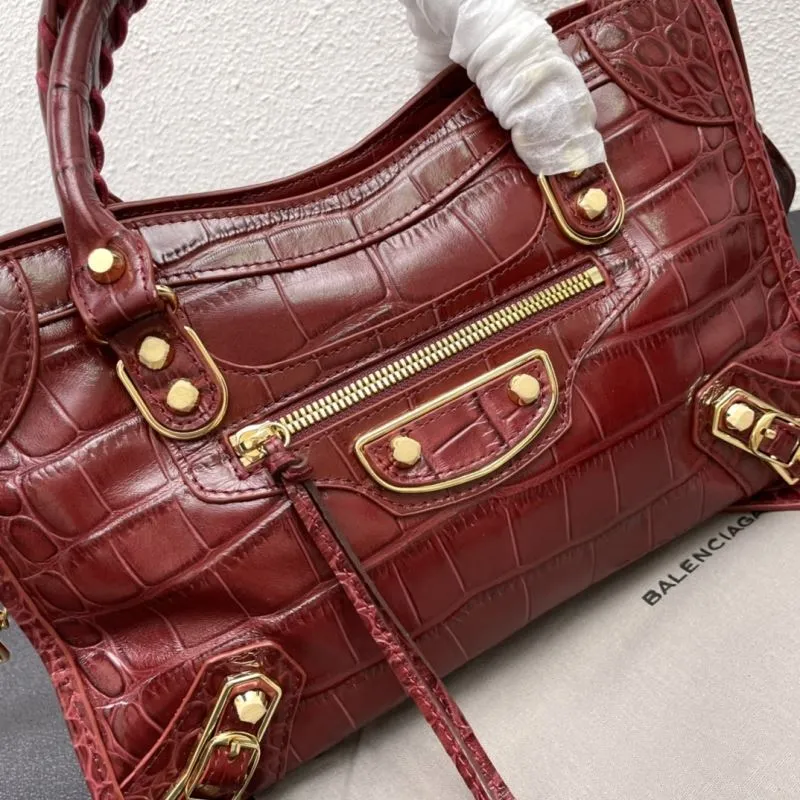 Balenciaga Medium 30cm Burgundy Crocodile Leather Handbag - Image 4