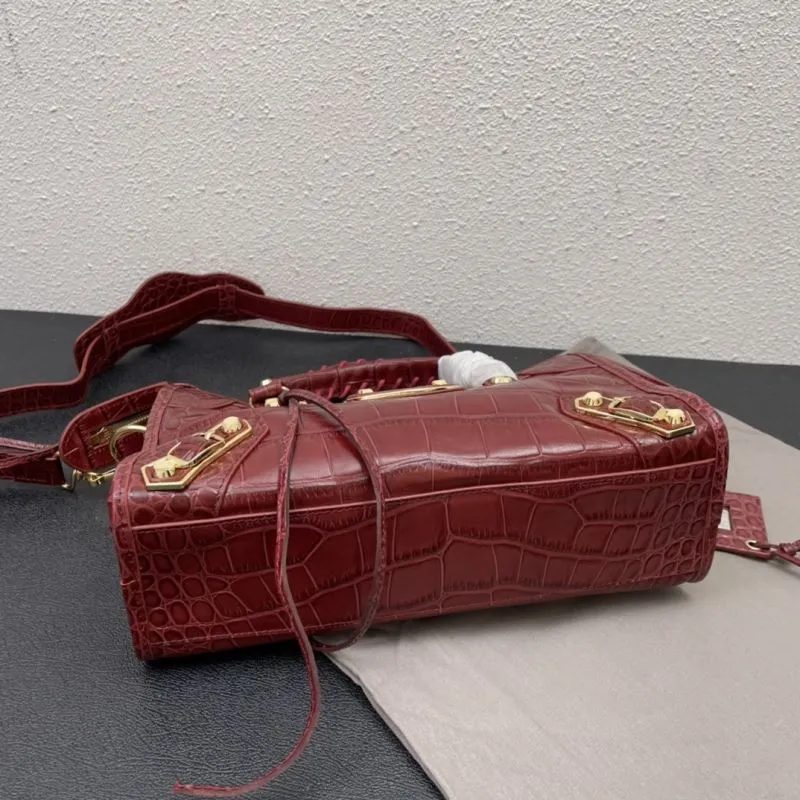Balenciaga Medium 30cm Burgundy Crocodile Leather Handbag - Image 7