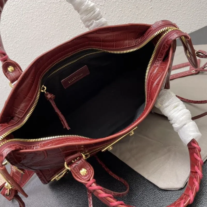 Balenciaga Medium 30cm Burgundy Crocodile Leather Handbag - Image 8
