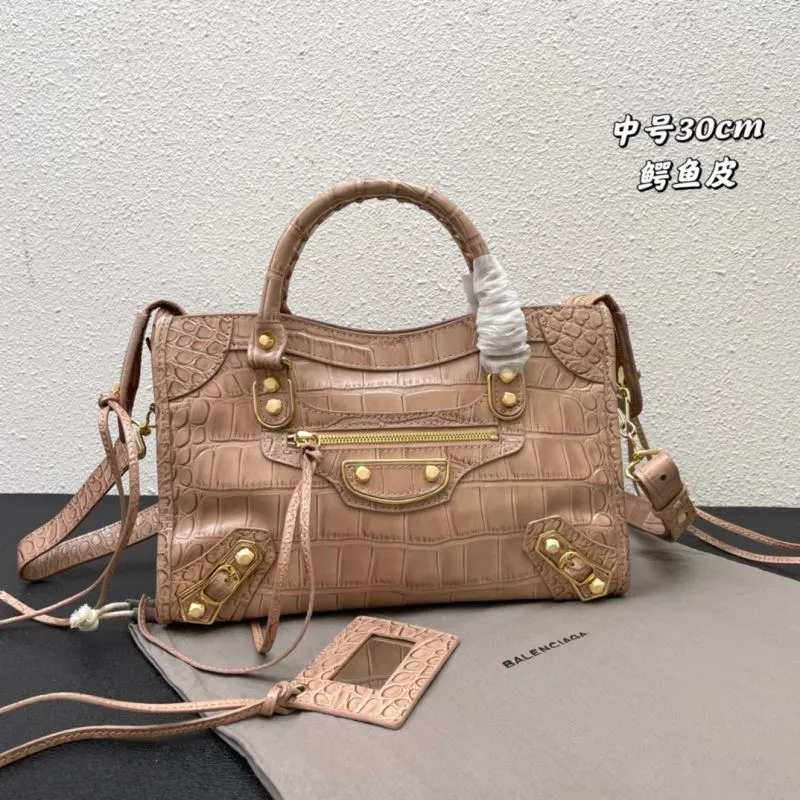 Balenciaga Classic City Crocodile Embossed Medium 30cm Handbag