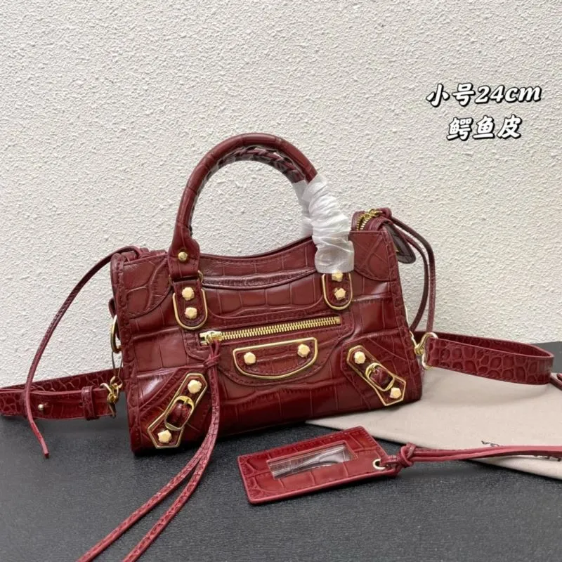Balenciaga Classic City Small 24cm Red Crocodile Leather Handbag