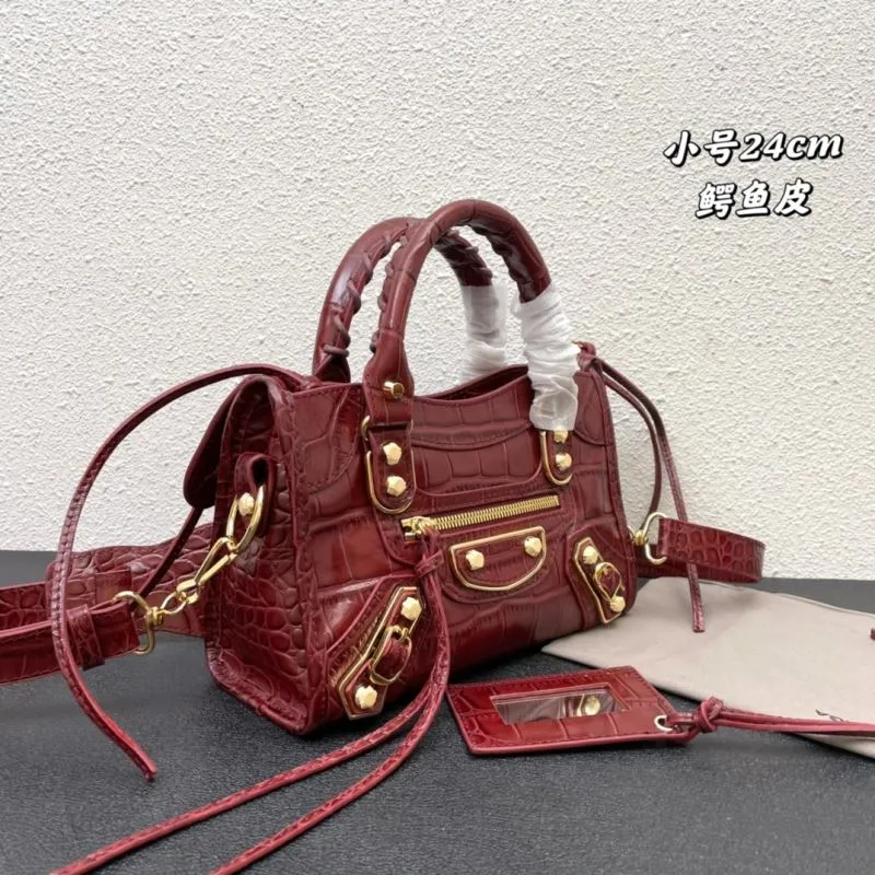 Balenciaga Classic City Small 24cm Red Crocodile Leather Handbag - Image 3