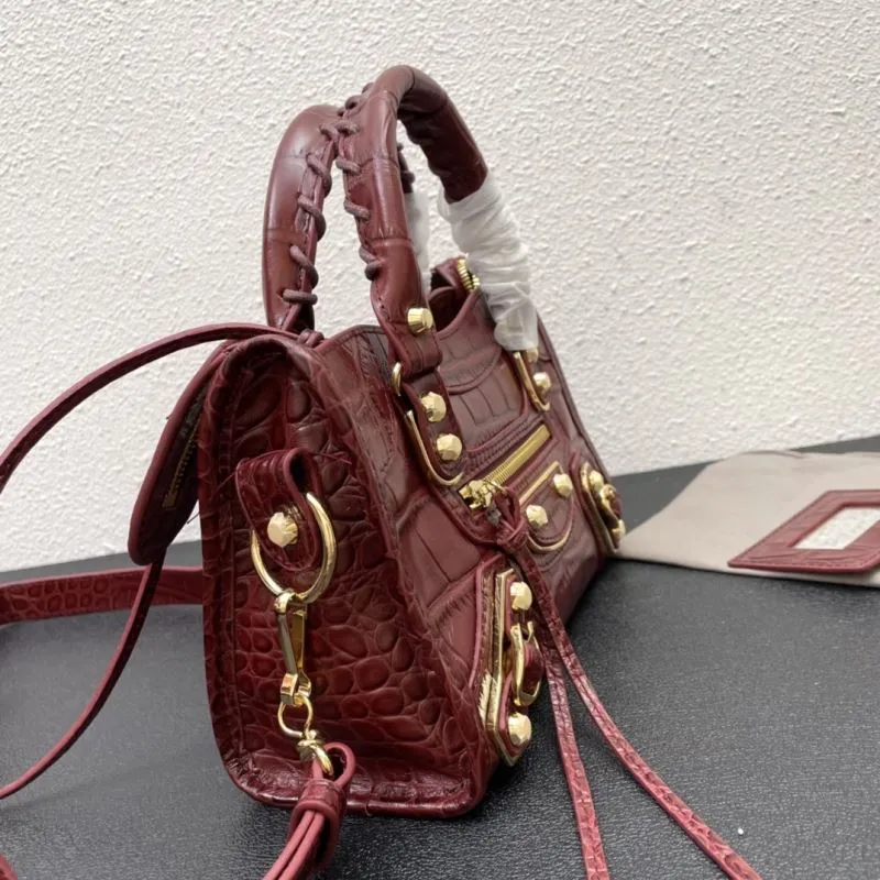 Balenciaga Classic City Small 24cm Red Crocodile Leather Handbag - Image 5