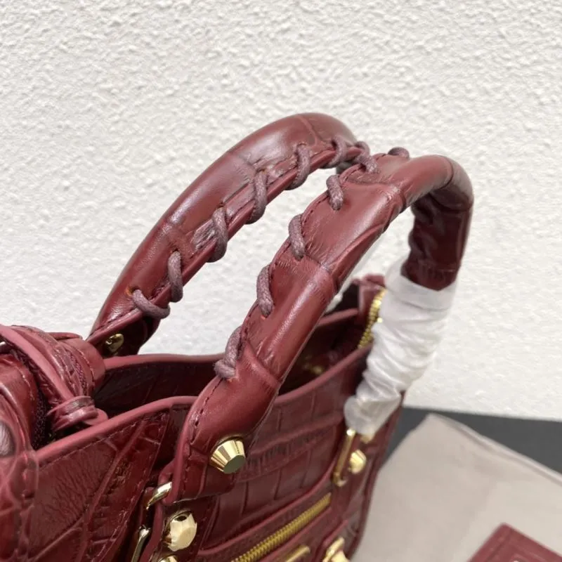 Balenciaga Classic City Small 24cm Red Crocodile Leather Handbag - Image 6