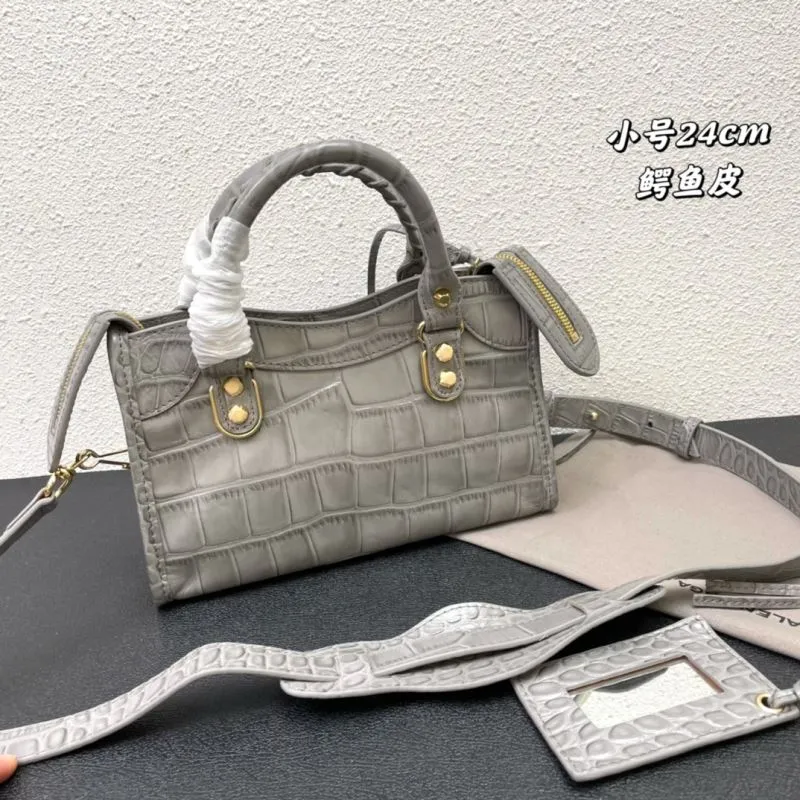 Alternative view of Balenciaga Small Classic City Gray Croc Leather Bag
