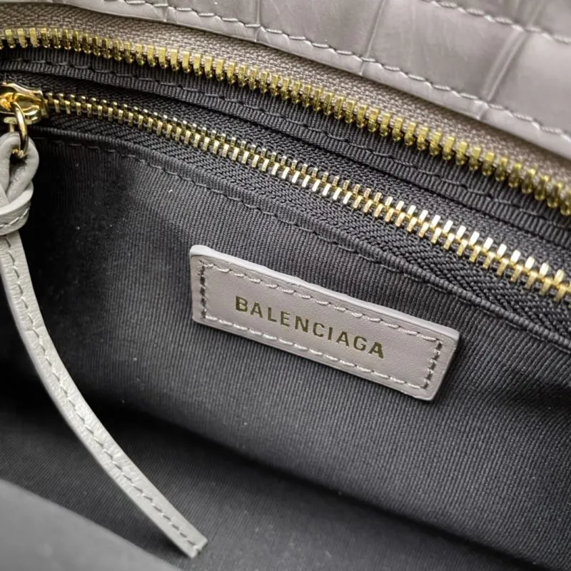 Balenciaga Small Classic City Gray Croc Leather Bag - Image 9