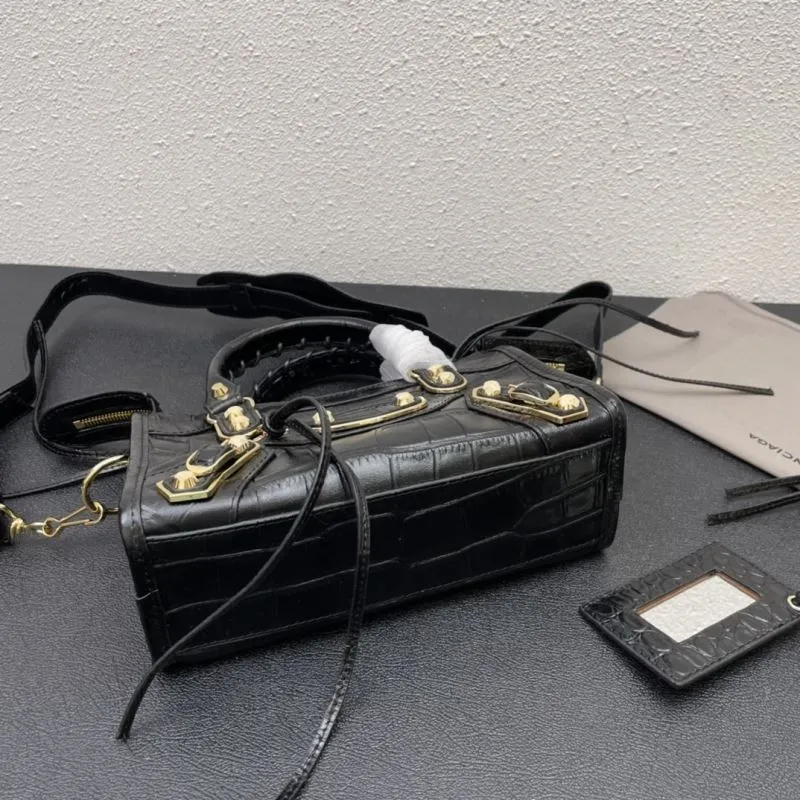 Balenciaga Classic City Small Black Crocodile Leather Handbag - Image 7