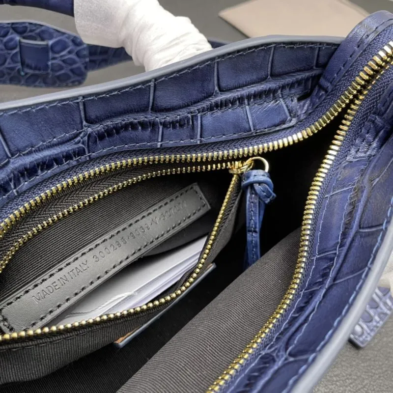 Balenciaga Small 24cm Navy Crocodile Leather Classic City Handbag - Image 9