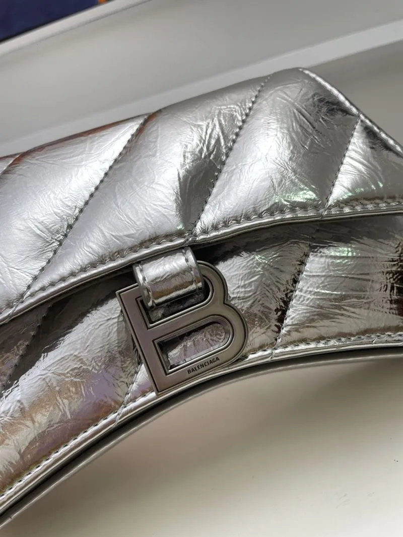 Balenciaga Silver Mini Hourglass Crossbody Bag 8915 - Image 4
