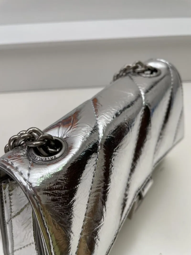 Balenciaga Silver Mini Hourglass Crossbody Bag 8915 - Image 5