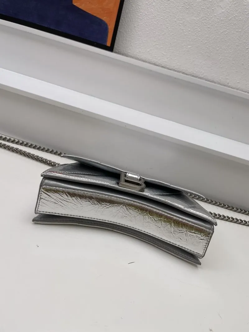 Balenciaga Silver Mini Hourglass Crossbody Bag 8915 - Image 7