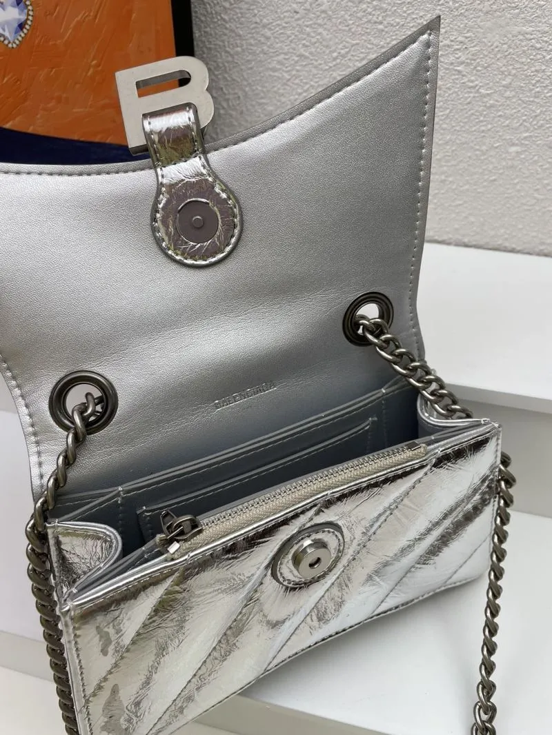 Balenciaga Silver Mini Hourglass Crossbody Bag 8915 - Image 8