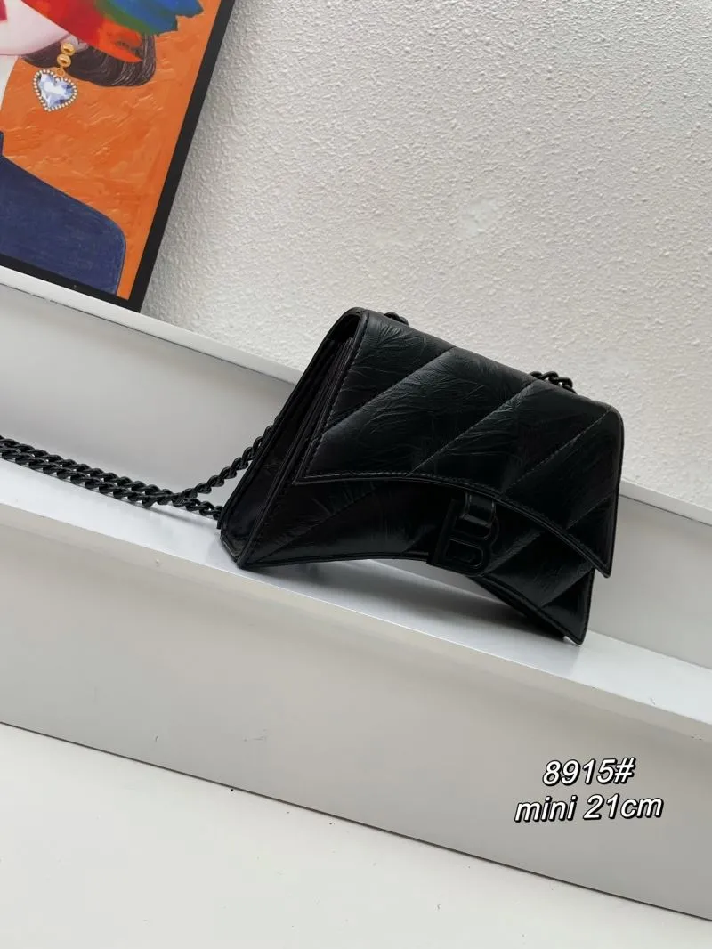 Balenciaga Mini 21cm Black Hourglass Crossbody Bag 8915 - Image 3