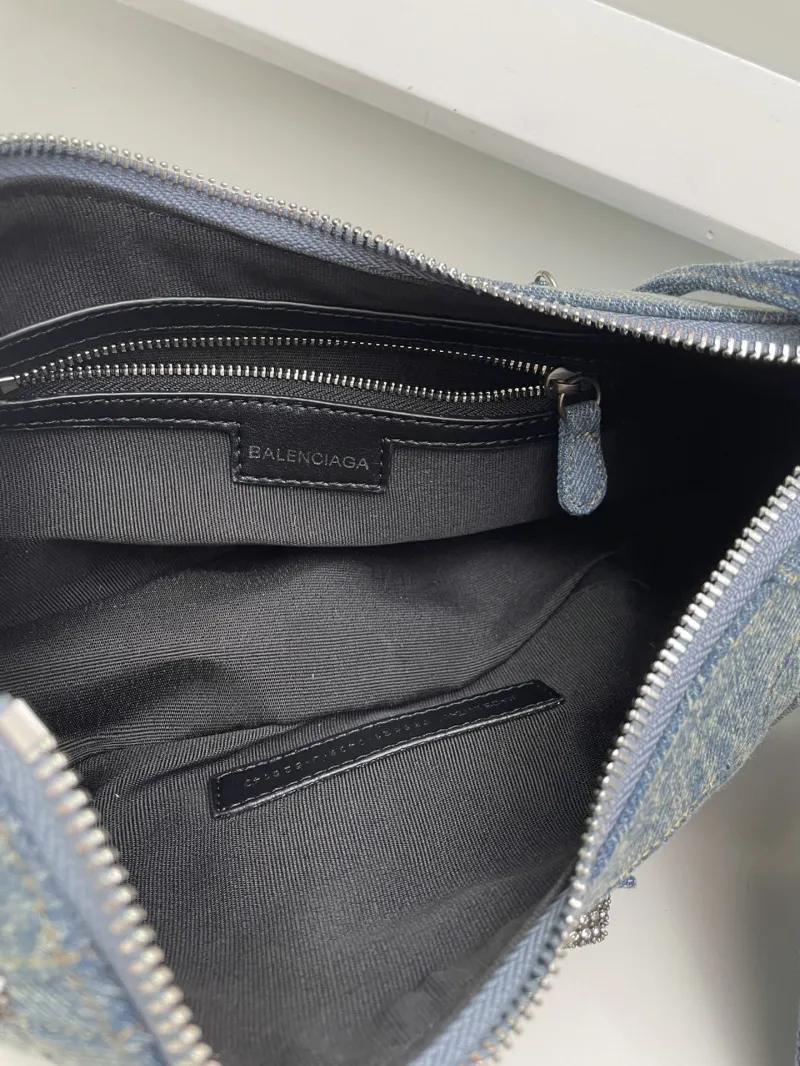 Balenciaga Denim Shoulder Bag 8081 Large Rhinestone Detail - Image 7