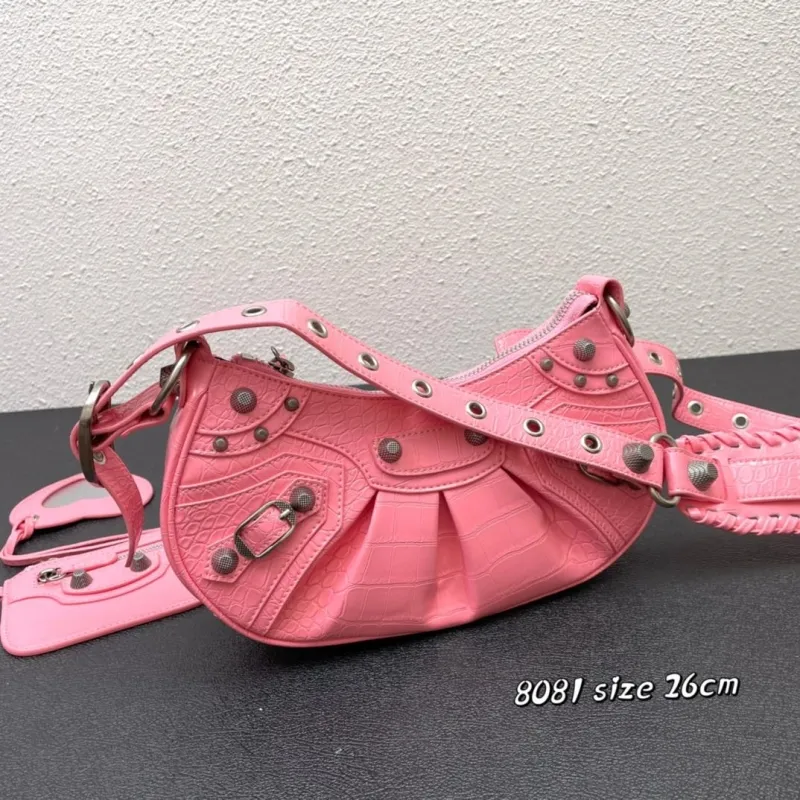 Balenciaga Pink Croc Shoulder Bag Size 26cm 8081 - Image 3