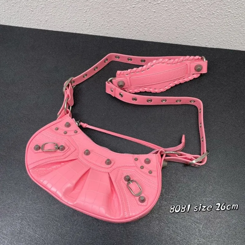 Balenciaga Pink Croc Shoulder Bag Size 26cm 8081 - Image 4