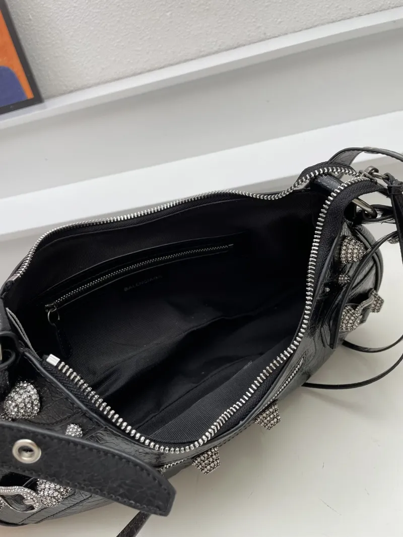 Balenciaga 8081 Black Diamond Stud Shoulder Bag 33cm - Image 8