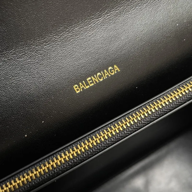 Balenciaga Black Croc Embossed Chain Satchel Bag - Image 9