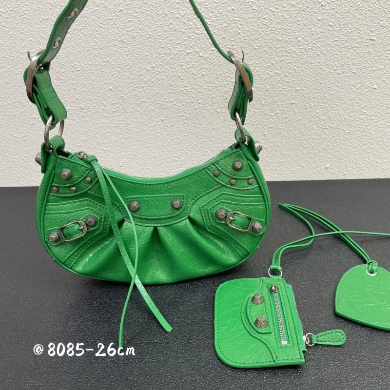 Balenciaga Green Leather Satchel Bag 8085 - Image 3