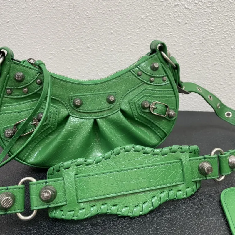 Balenciaga Green Leather Satchel Bag 8085 - Image 5
