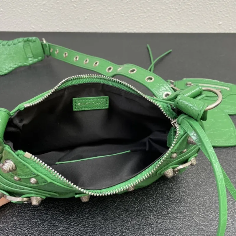 Balenciaga Green Leather Satchel Bag 8085 - Image 8