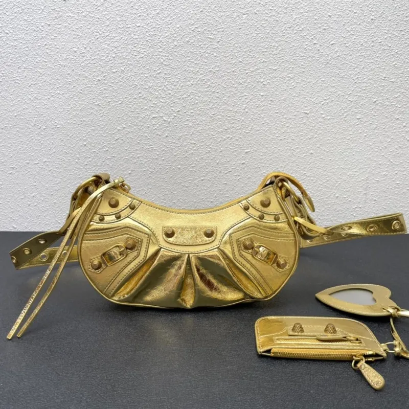 Balenciaga Gold Leather Satchel Bag 53