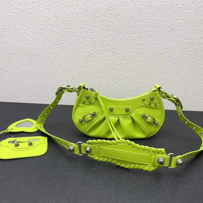 Balenciaga Neon Green Satchel Shoulder Bag Model 56