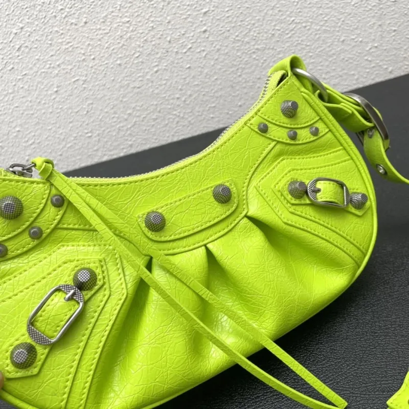 Balenciaga Neon Green Satchel Shoulder Bag Model 56 - Image 4