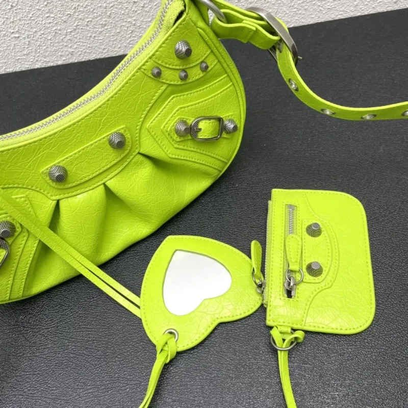 Balenciaga Neon Green Satchel Shoulder Bag Model 56 - Image 7
