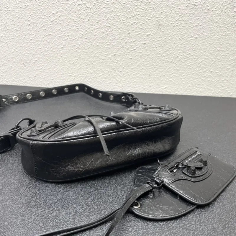 Balenciaga Black Leather Satchel Crossbody Bag 58 - Image 7