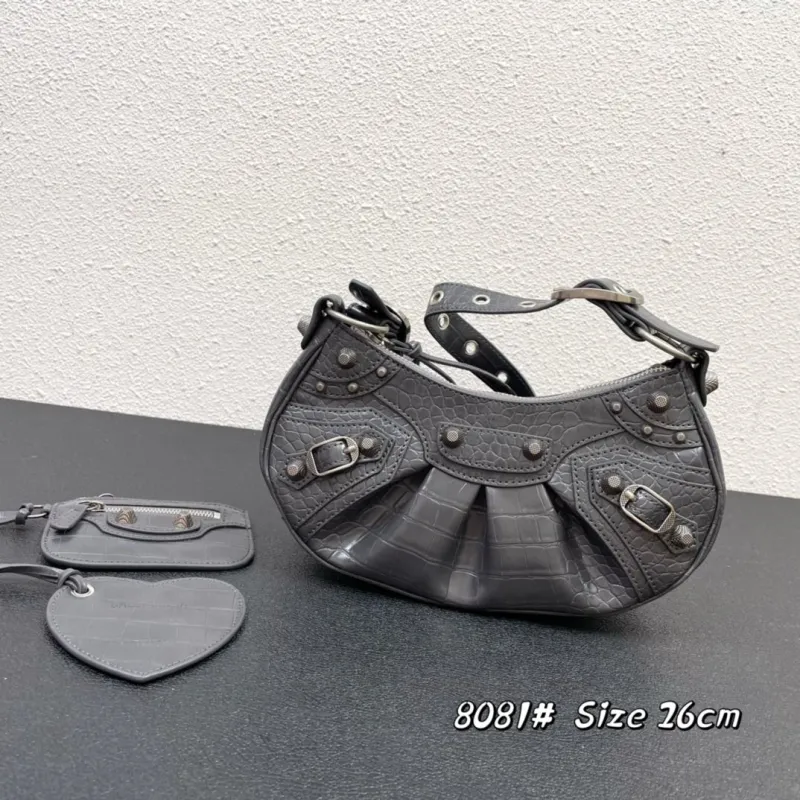 Balenciaga Gray Crocodile Satchel Bag 8081 Size 26cm
