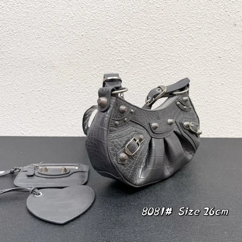 Alternative view of Balenciaga Gray Crocodile Satchel Bag 8081 Size 26cm