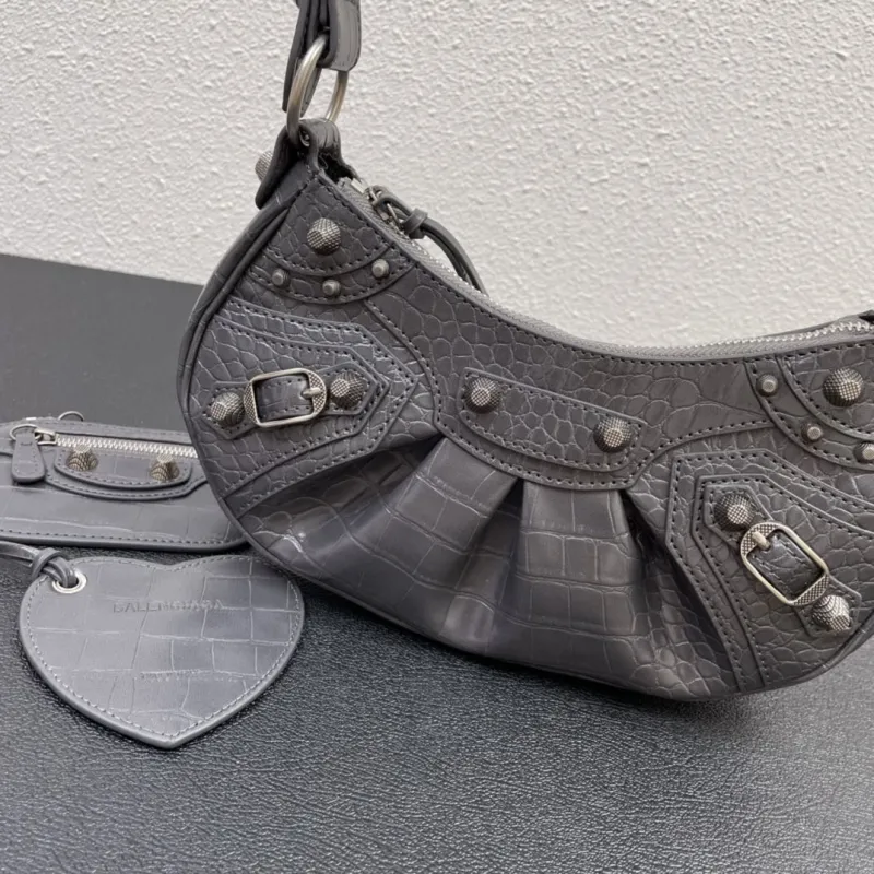 Balenciaga Gray Crocodile Satchel Bag 8081 Size 26cm - Image 4