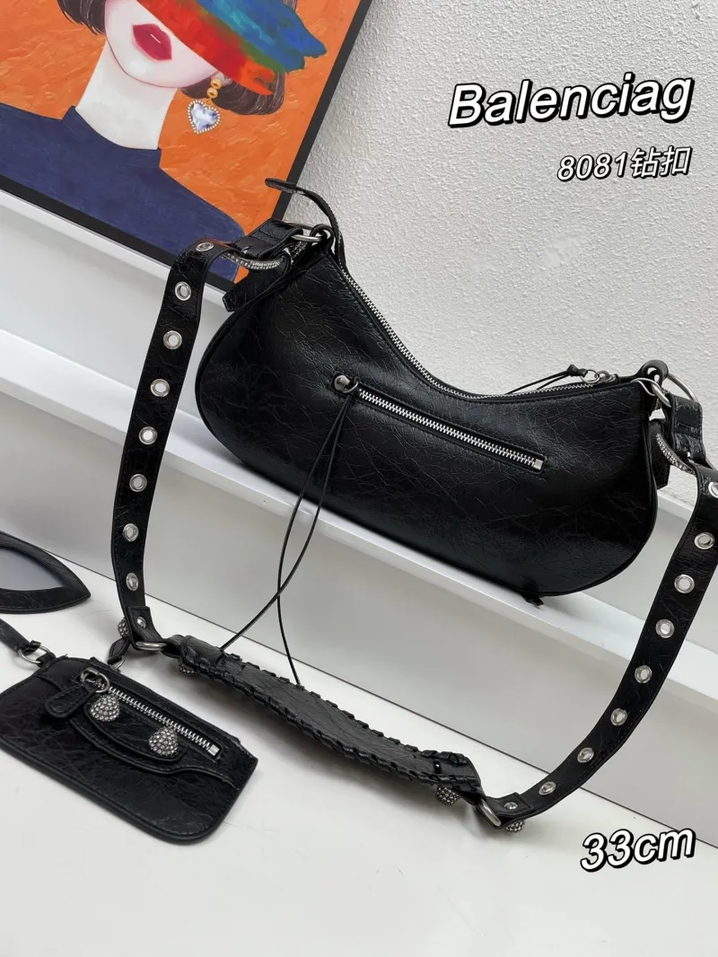 Balenciaga Black Rhinestone Satchel Bag 8081 - Image 3