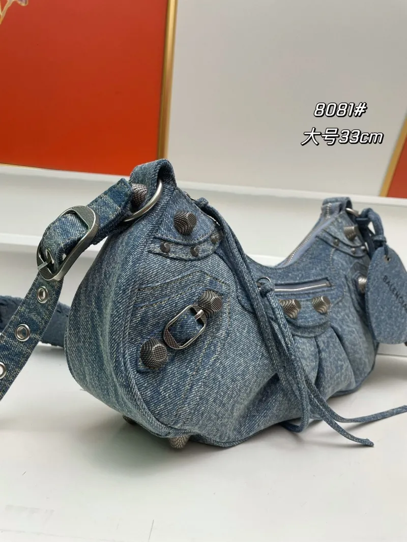 Balenciaga Denim Shoulder Bag Large 33cm 8081 - Image 3