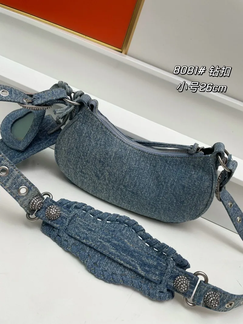 Alternative view of Balenciaga Denim Satchel Bag Small 8081 Rhinestone