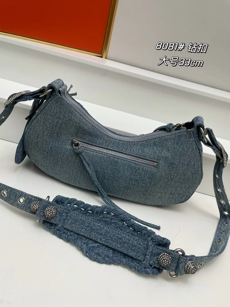 Alternative view of Balenciaga Denim Rhinestone Shoulder Bag 8081 Large