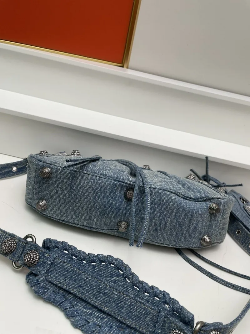 Balenciaga Denim Rhinestone Shoulder Bag 8081 Large - Image 4