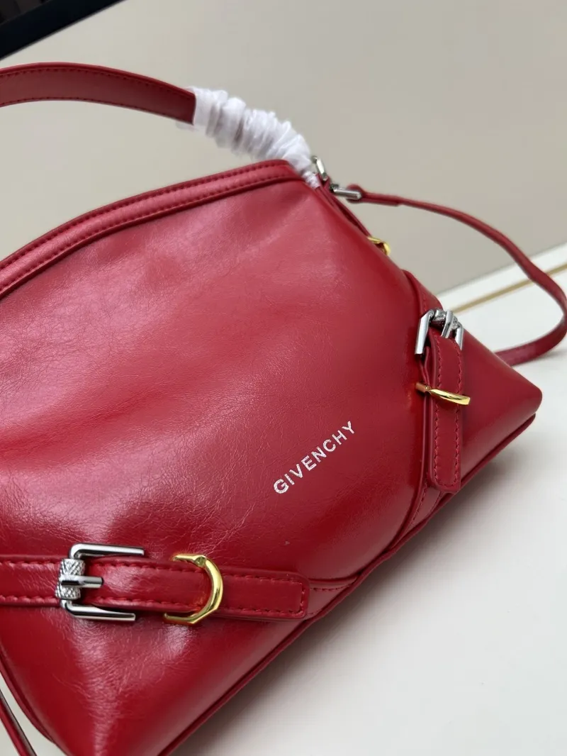 Givenchy Red Leather Crossbody Satchel Bag - Image 4