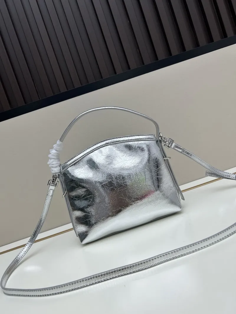 Givenchy Silver Leather Satchel Crossbody Bag - Image 3
