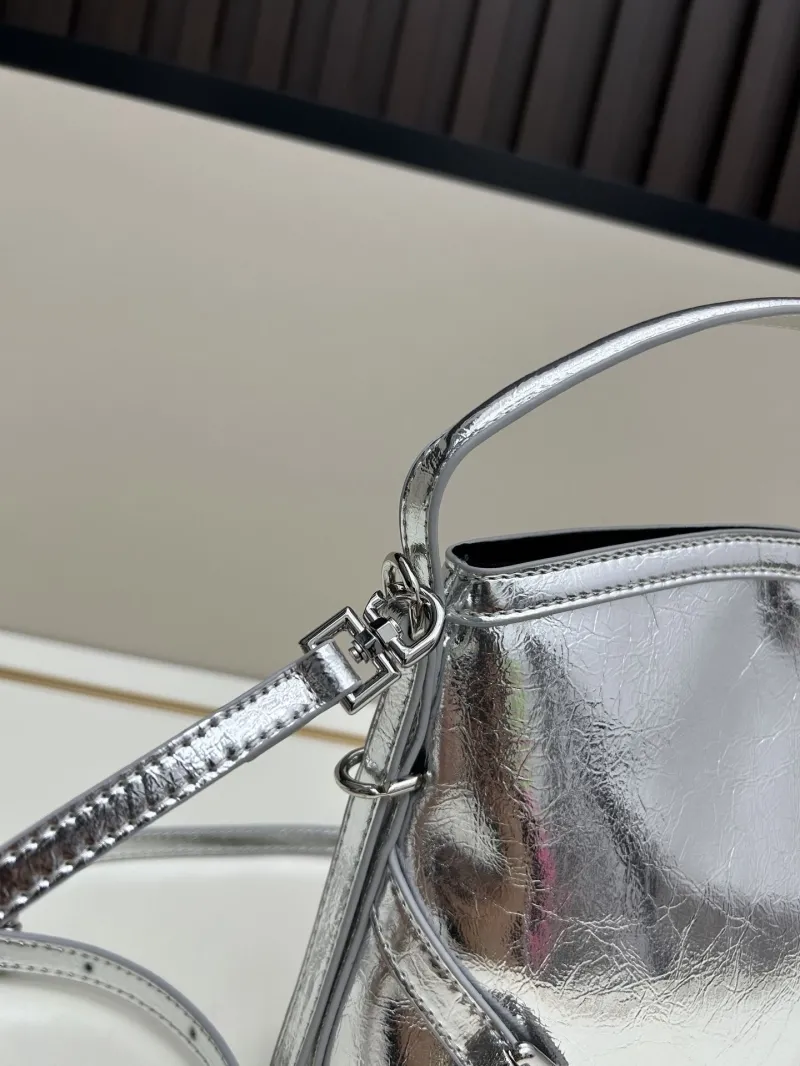 Givenchy Silver Leather Satchel Crossbody Bag - Image 6