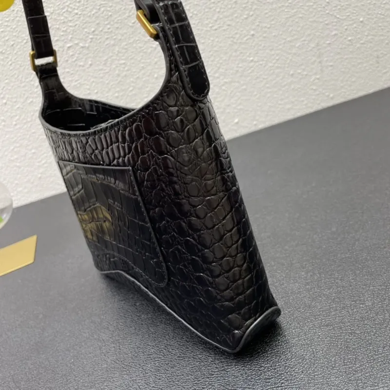 Balenciaga Black Crocodile Embossed Shoulder Bag 8087 23cm - Image 4