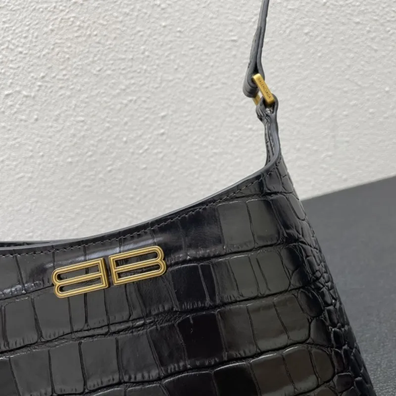 Balenciaga Black Crocodile Embossed Shoulder Bag 8087 23cm - Image 6