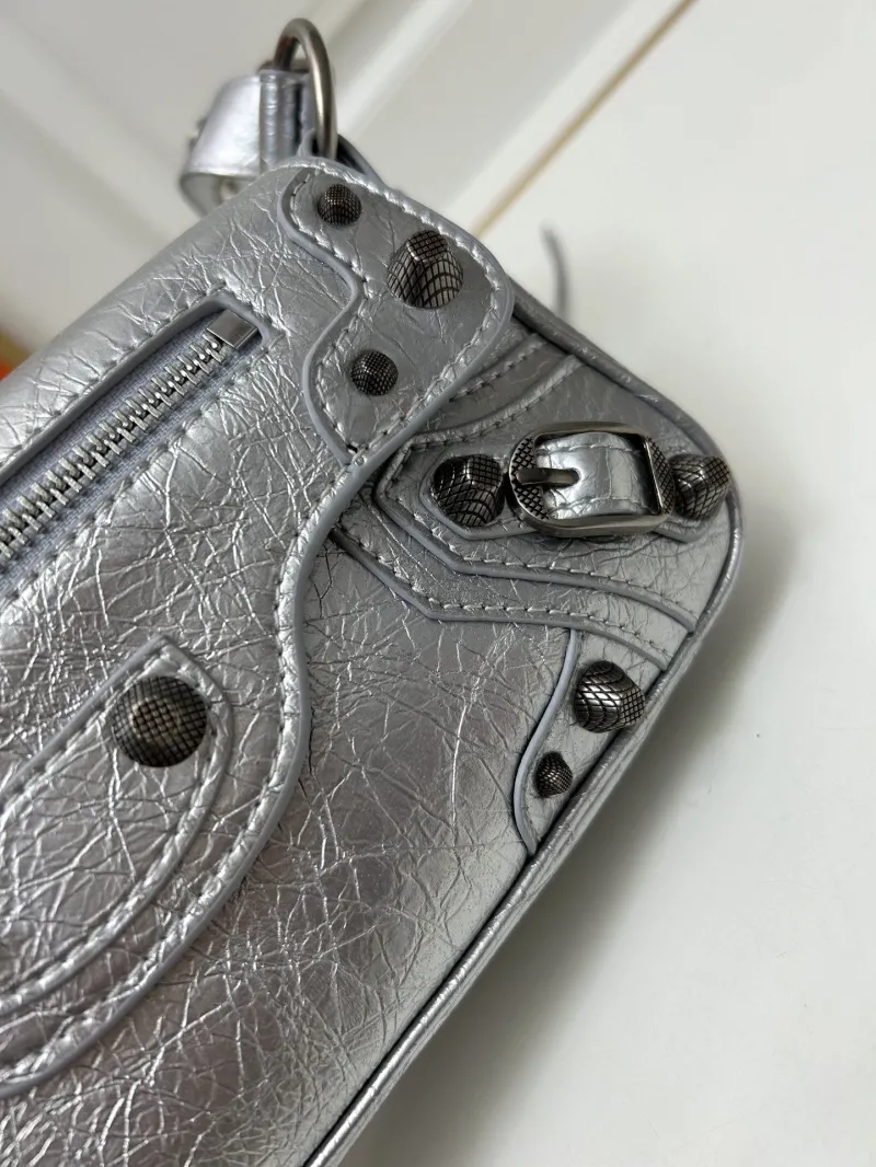 Balenciaga Silver Crossbody Satchel Bag 9020 Small Large - Image 5
