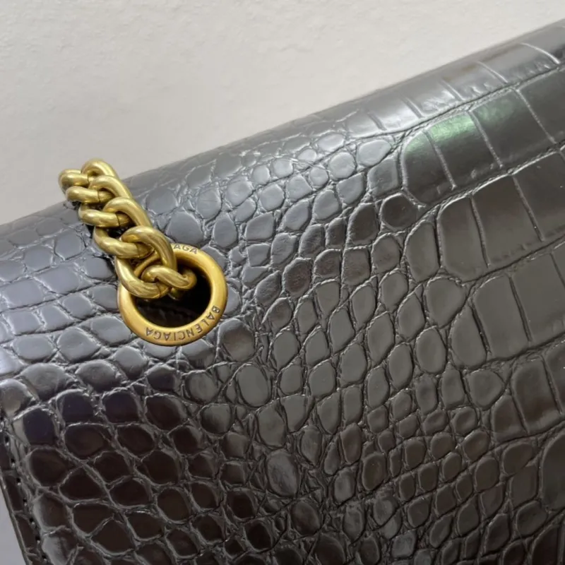 Balenciaga Black Crocodile Chain Satchel Bag 8915 - Image 5