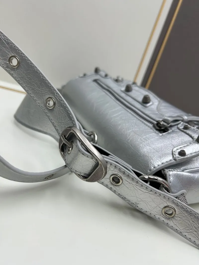Balenciaga Silver Crossbody Satchel Bag 6845 - Image 6