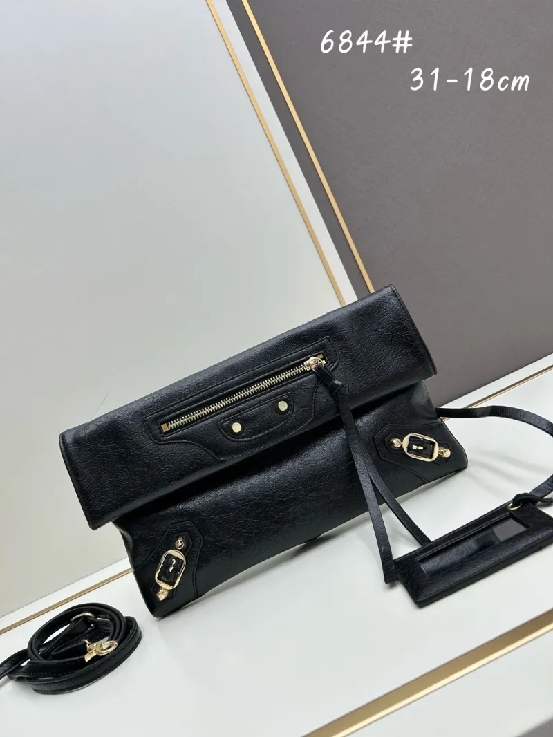 Balenciaga Black Leather Crossbody Satchel Bag 6844