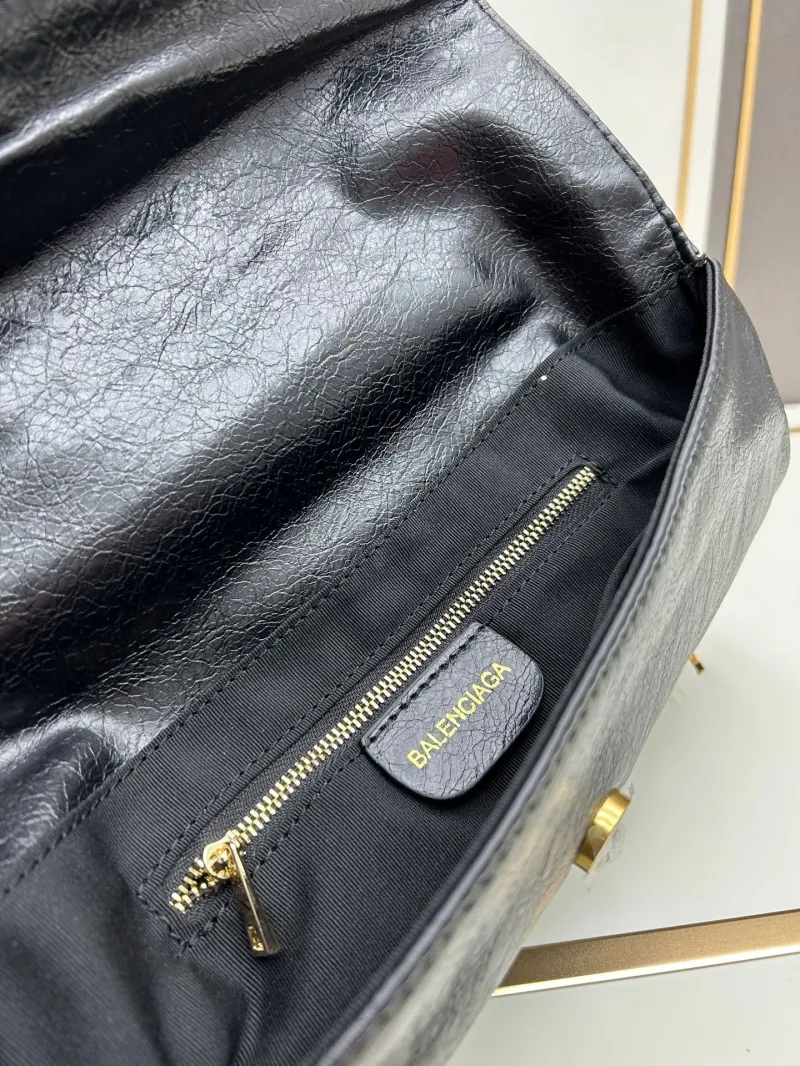 Balenciaga Black Leather Crossbody Satchel Bag 6844 - Image 8