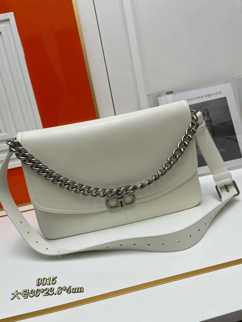 Balenciaga White Large Leather Satchel Bag 9015
