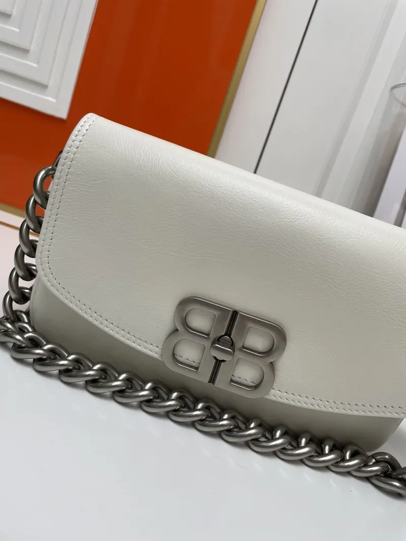 Balenciaga 9015 Small White Leather Satchel Bag - Image 4